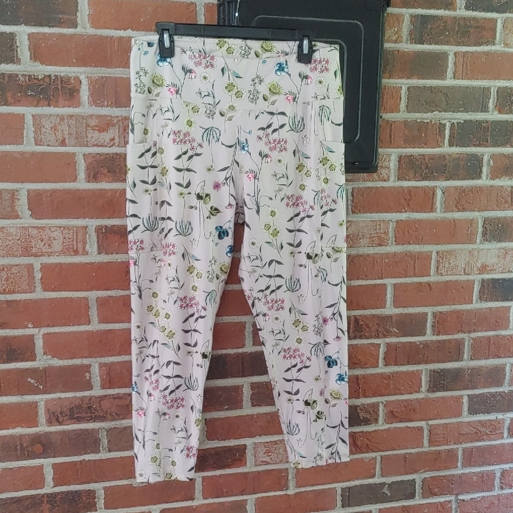 Cato Ivory Floral Active  Leggings Size L